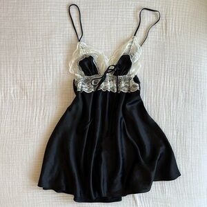 Vintage VS Black Satin Slip